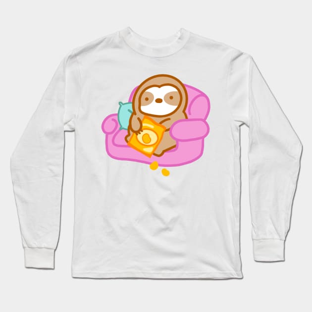 Cute Sloth Couch Potato Long Sleeve T-Shirt by theslothinme